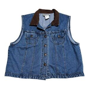 Stonebridge Cotton Corduroy Collar Denim Button‎ Up Vest Women’s XL